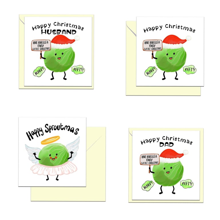 Funny Sprout Christmas Card, Angel Sprout card for Dad, Husband, brother