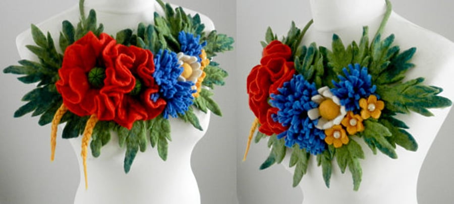  Hand Felted Wool Jewelry  SKARF OR NECKLACE 