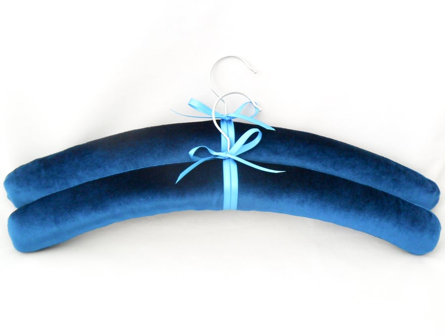Teal padded coat hangers