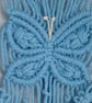  Butterfly Macrame Wall Hanging Handmade Cornflower Blue - Image 5