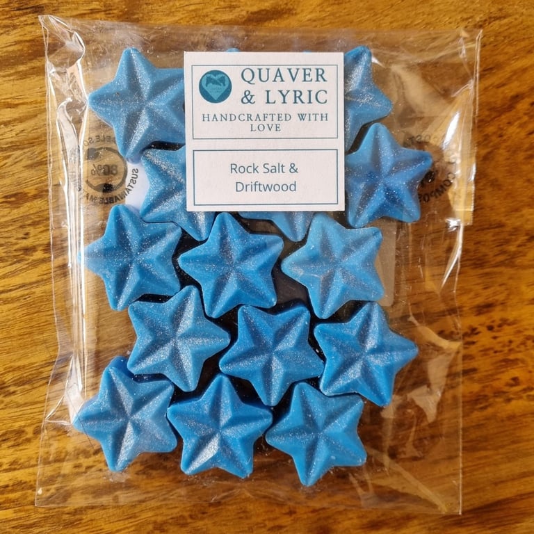 Soy Wax Melt Stars Pack of 15 Rock Salt and Driftwood Fragrance