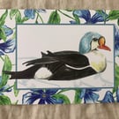 King Eider, Periwinkle Border A4 Eco-Friendly Art Print (landscape)