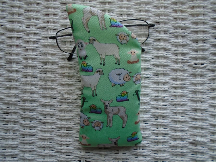 Sheep & Lambs Glasses Case Lined & Padded Unique Design.