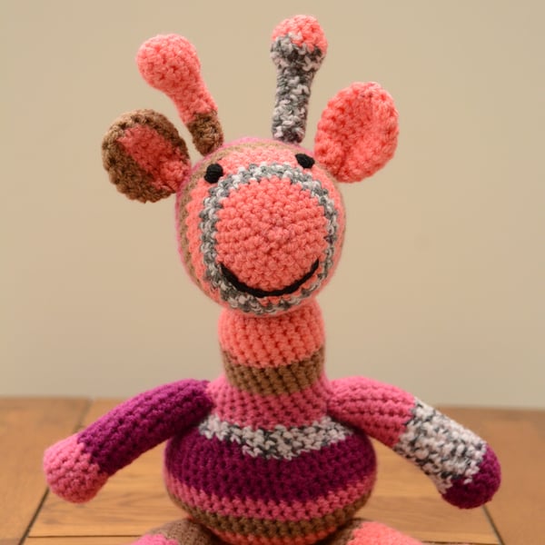 Giraffe Soft Toy - pink and purple 