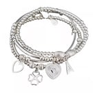 Sterling Silver Initial and Muti Charm Personalised Stretch Stacking Bracelets