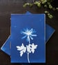 Handmade original cyanotype notebooks size A6 or 4.1x5.8 inches - flowers