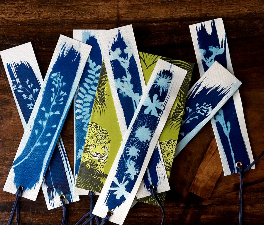 Botanical Cyanotype Sun Print Bookmark
