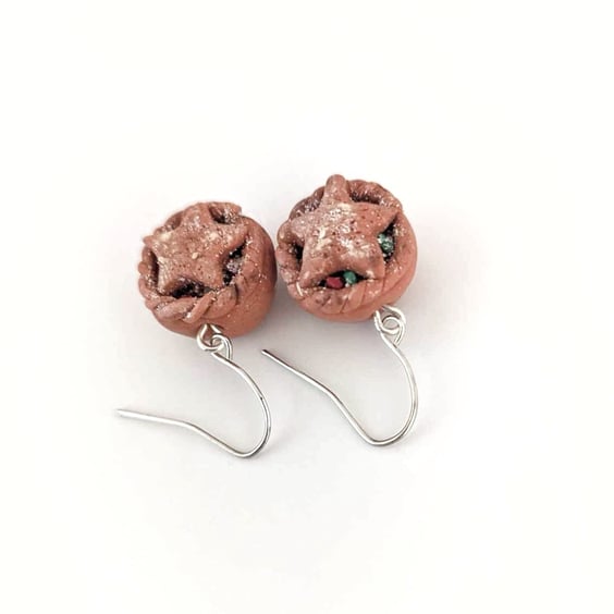 Mince Pie Earrings, Polymer Clay Mini Food Jewellery, Christmas Gift For Her