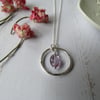 Silver hoop pendant - amethyst gemstone - recycled silver - February birthstone