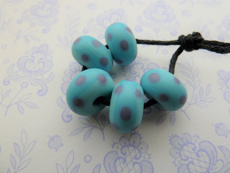 blue and purple spot lampwork glass beads