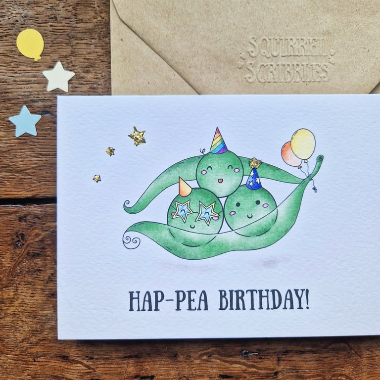 Happy Birthday Card. Happea Birthday, Funny Pun Birthday Card, 