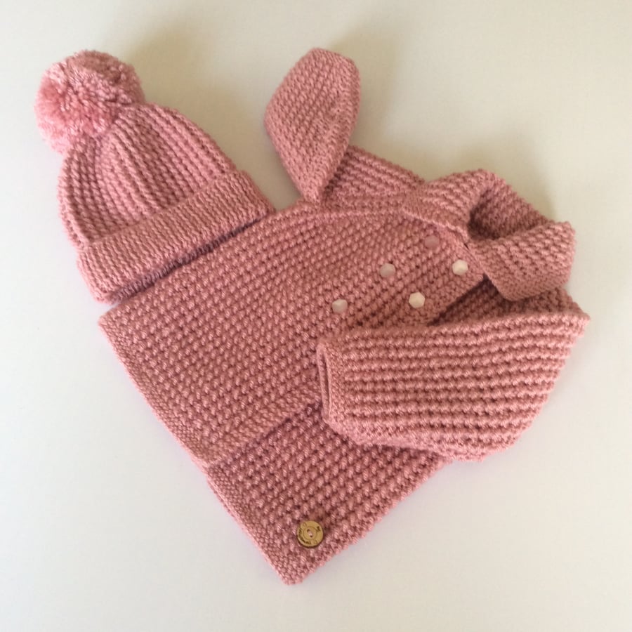 Baby coat and hat set - up to 12 months approx