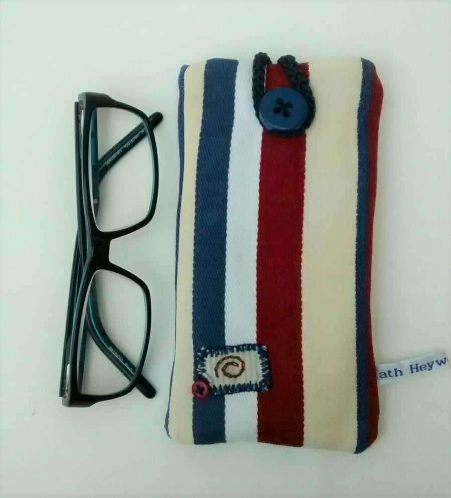 Glasses Case, Fabric Spectacles Pouch, Stripy Pouch