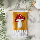 Toadstool Macrame Wall Hanging – Handmade Woodland Decor