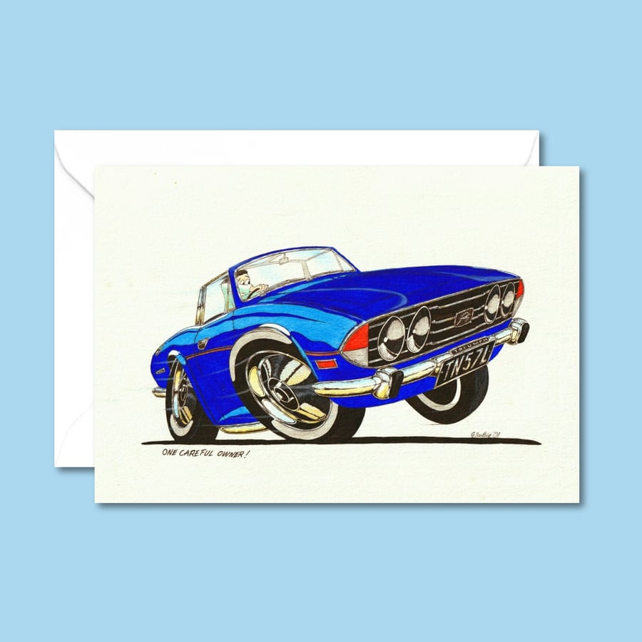 Seventies Sports Car Greetings Card & Envelope: Triumph Stag Birthday Card