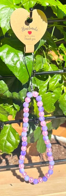 Handmade Multi-Coloured Beaded Phone Charm