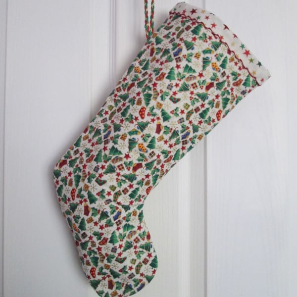 SOLD - Festive Print Christmas Stocking