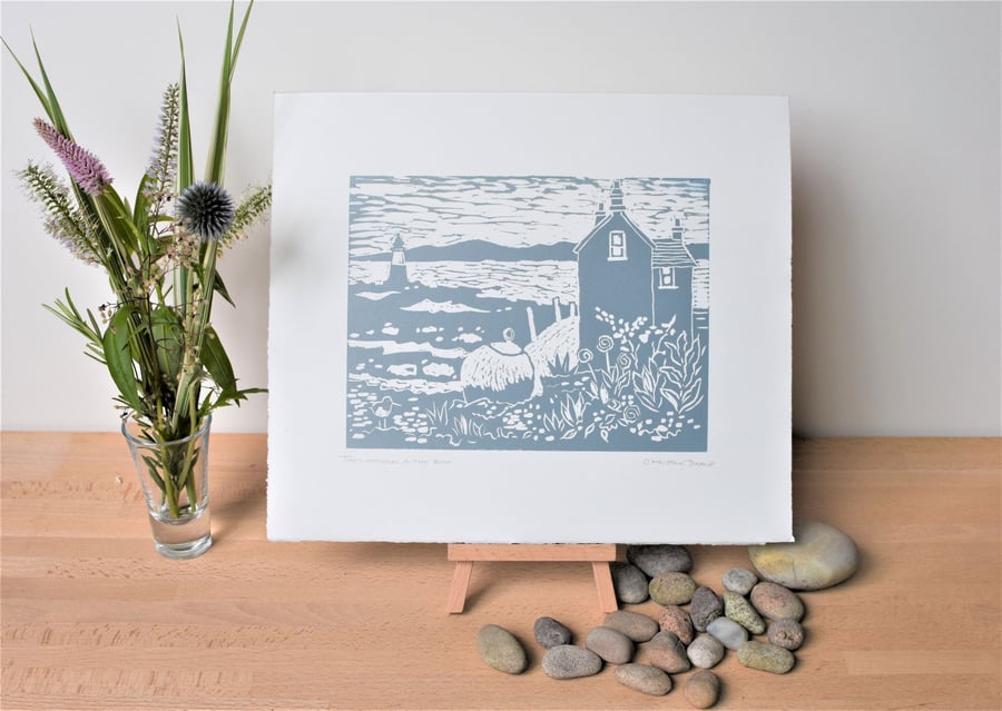 Plover Scar Lighthouse - Original linocut print ready to frame 