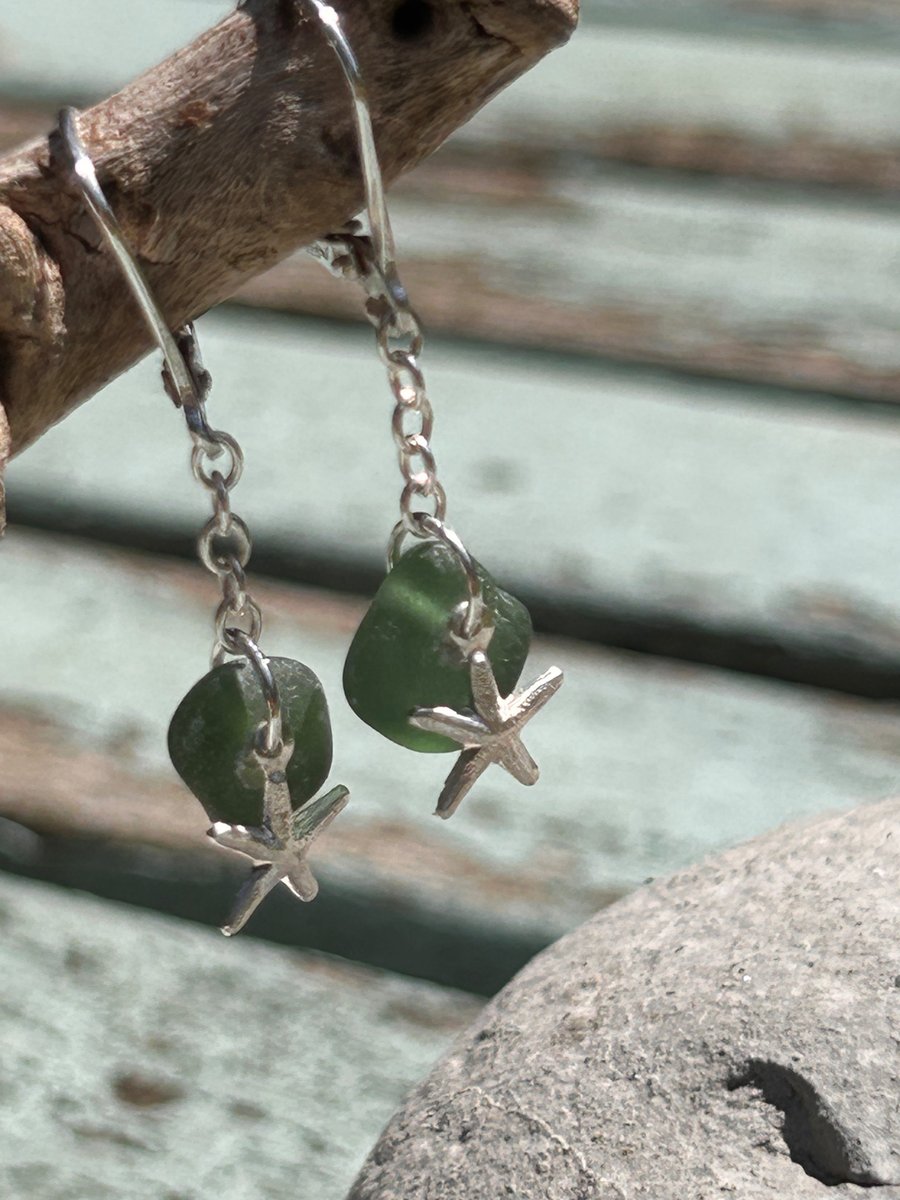 Starfish and seaglass earrings