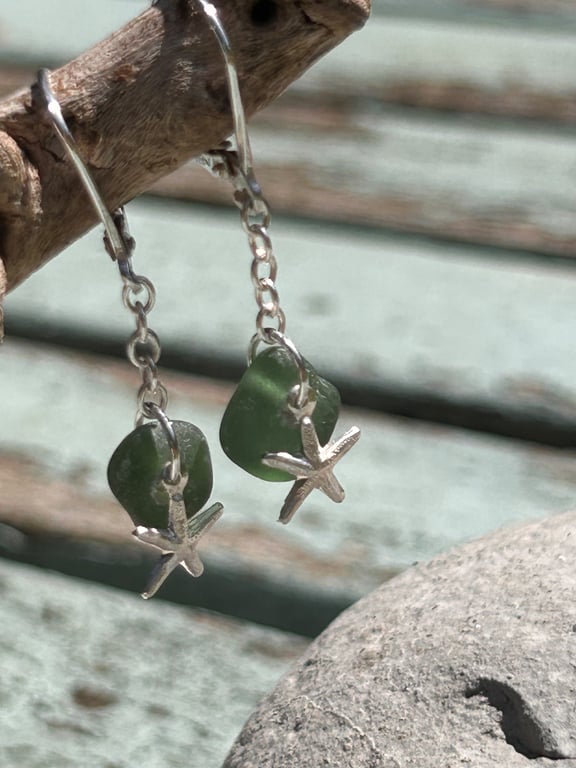 Starfish and seaglass earrings