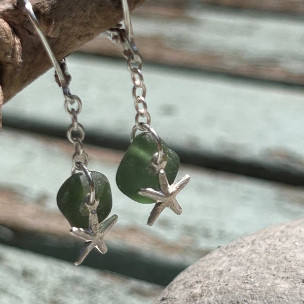 Starfish and seaglass earrings