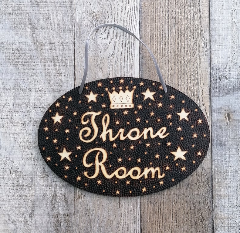 Throne Room Wooden Pyrography Sign
