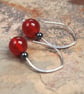 Silver drop earring - sterling silver & carnelian thread drop earrings - Image 3