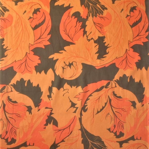 Dramatic Art Nouveau Leaf CHESHUNT Orange Olive LARGE Vintage Fabric Lampshade