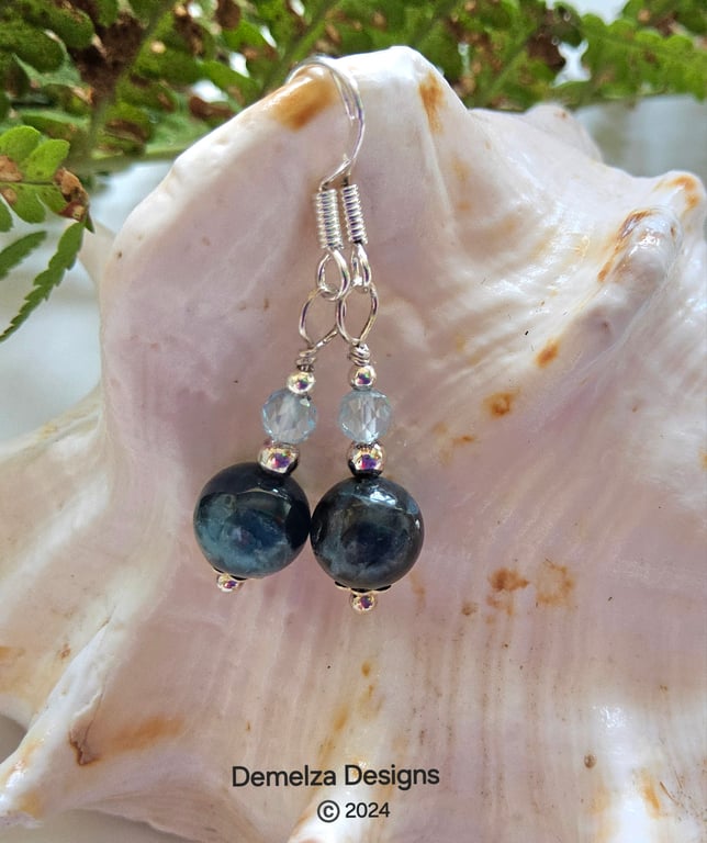 Designer Apatite & Sky Blue Topaz Sterling Silver Earrings