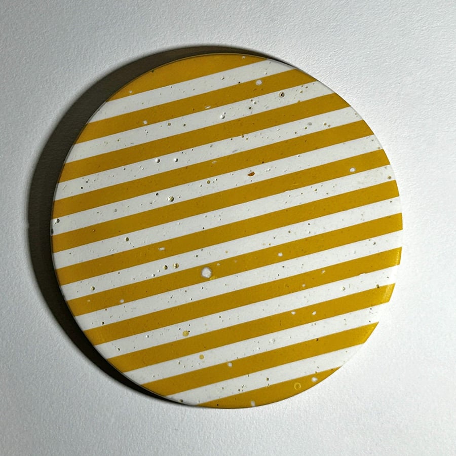 Yellow Stripe Coasters, Handmade Jesmonite Cork Concrete Ceramic, Coffee Coaster