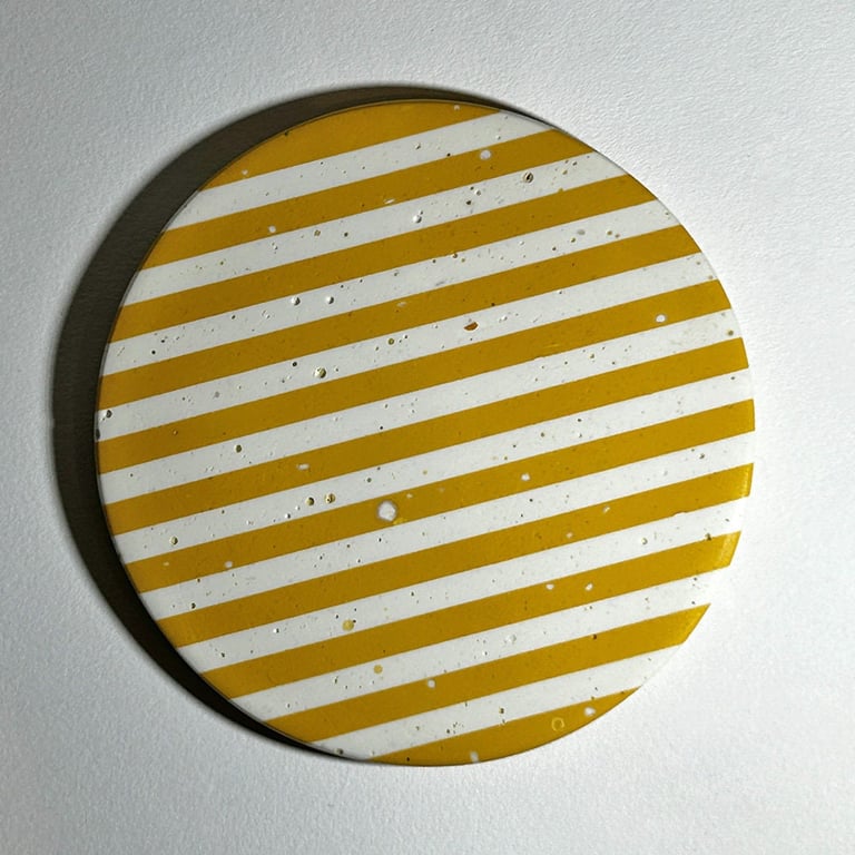 Yellow Stripe Coasters, Handmade Jesmonite Cork Concrete Ceramic, Coffee Coaster