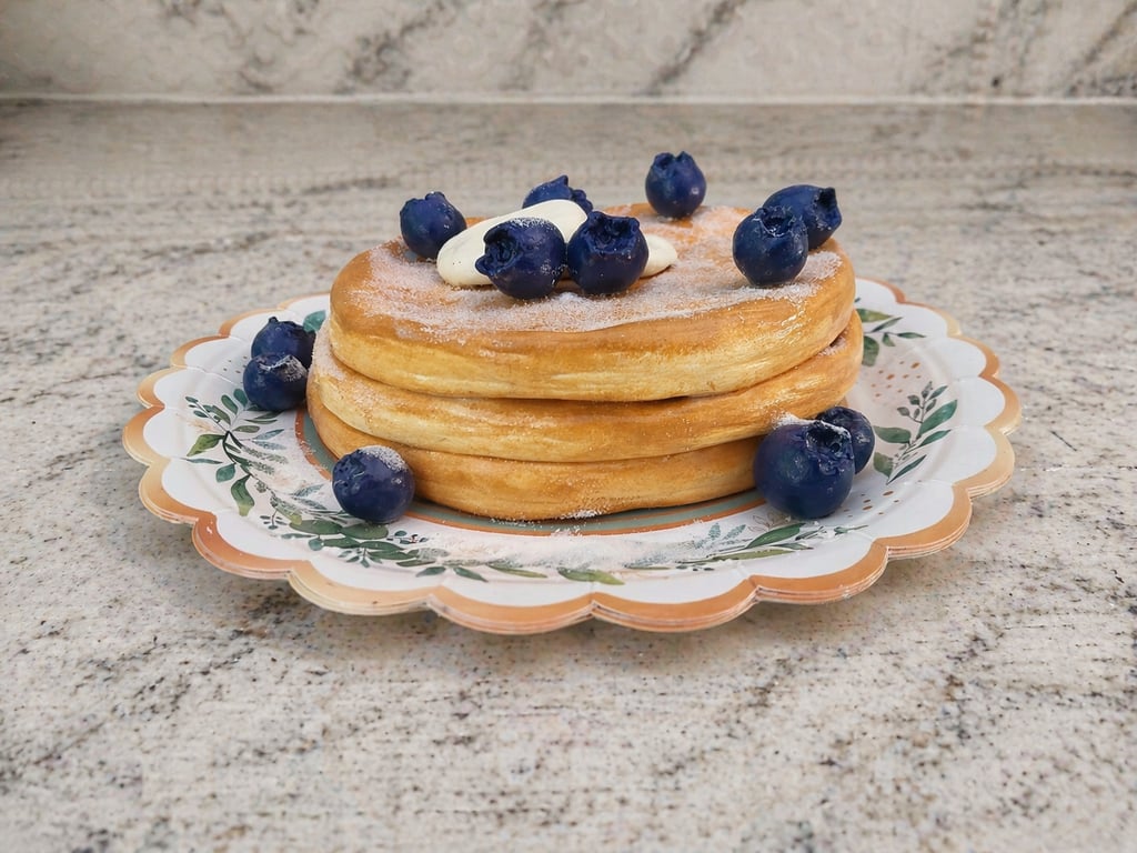 Fake Blueberry Pancake Stack Breakfast Dessert Decoration