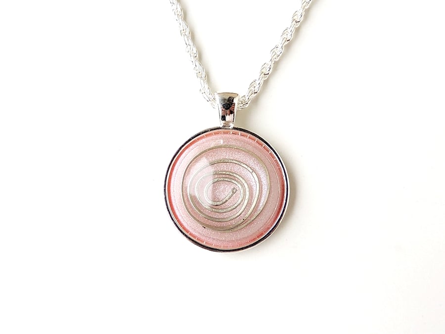 Pink and Silver Necklace, 18" Chain  2359