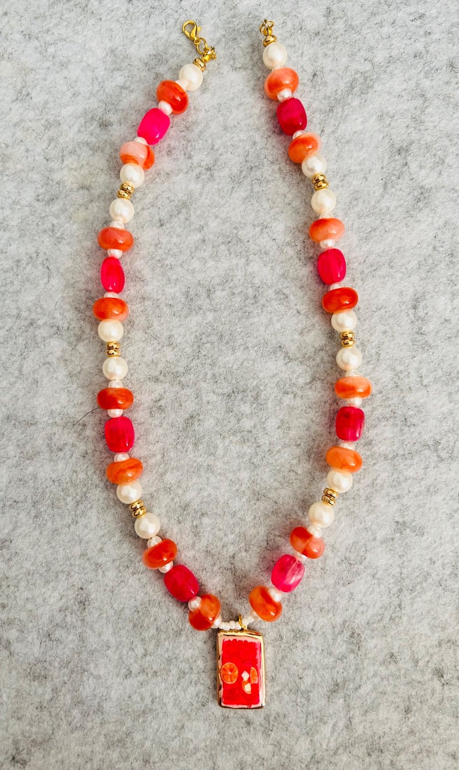 Chunky bright and fun Necklace with cocktail pendant