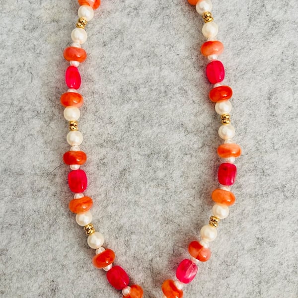 Chunky bright and fun Necklace with cocktail pendant