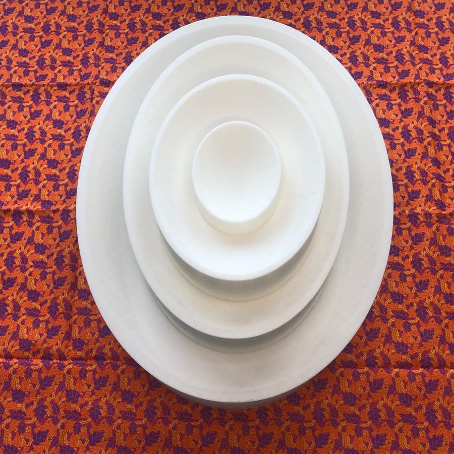 Set of 4 OVAL Drape Slump Moulds for Pottery Forming and Air Drying Clay