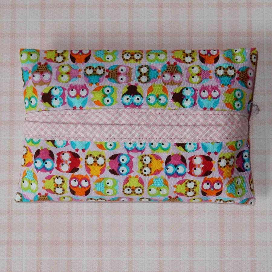 Pocket tissue holder - Owls pink
