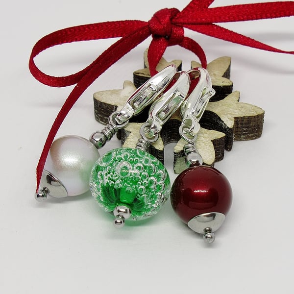 Festive Set Of Glass Bead Stich Markers for Crochet and Knitting 