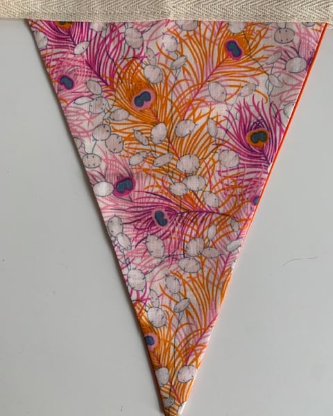 Liberty Feather Pattern Bunting - orange and pink