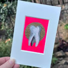 Original ACEO anatomy artwork pulled tooth gothic oddity acrylic miniature.