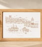 Laser engraved St Ives Harbour Cornwall