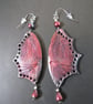 Draig Goch - hand crafted polymer clay earrings in the form of red dragon wings. - Image 4