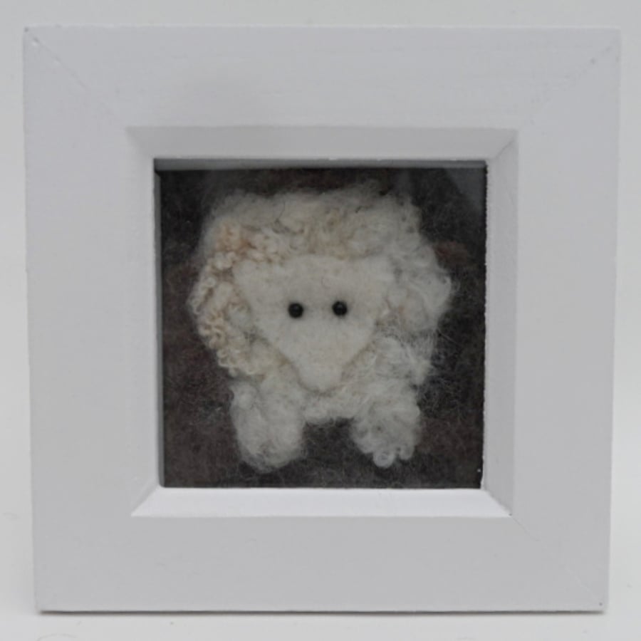 Needle felted sheep framed picture