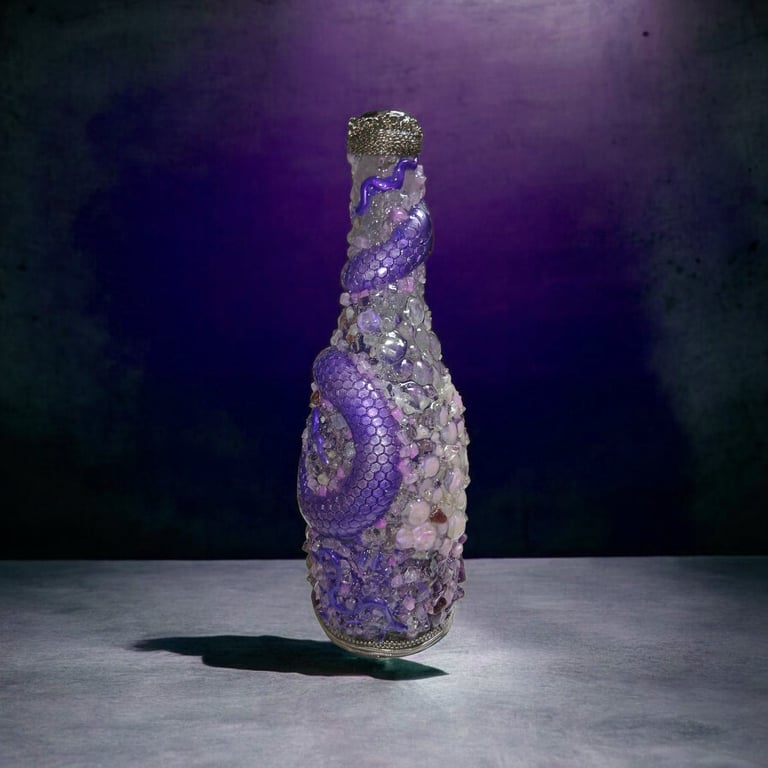 The Serpent's Veil — Amethyst, Lepidolite & Quartz Oracle Bottle