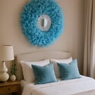 Baby Blue Feather Mirror - Handmade - One Of A Kind - Juju 