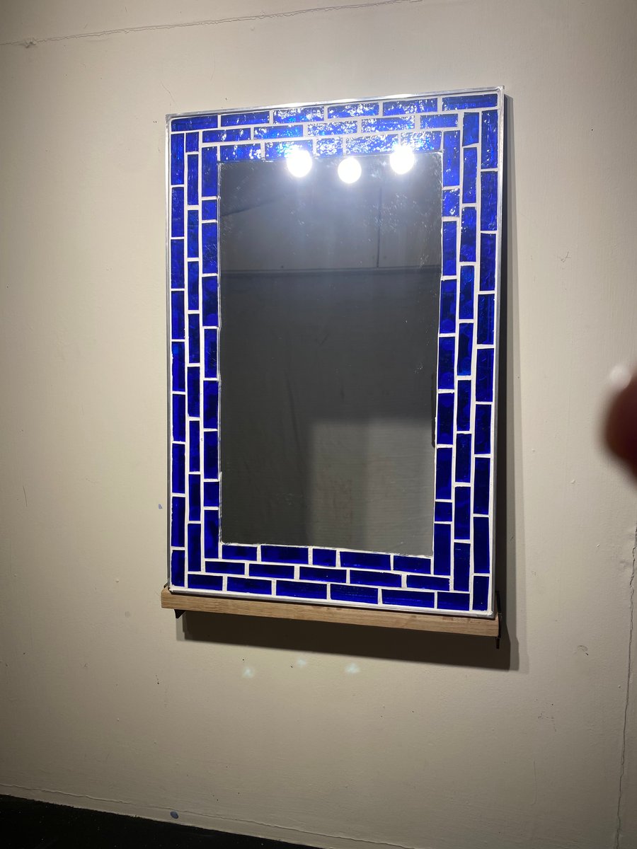 Blue mosaic mirror