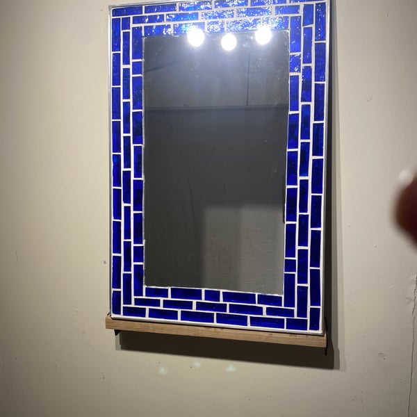 Blue mosaic mirror