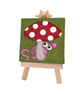 Mouse and Toadstool Painting - whimsical miniature canvas art - Image 6