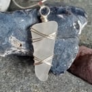 Spring and Summer inspired sea glass wire-wrapped pendant