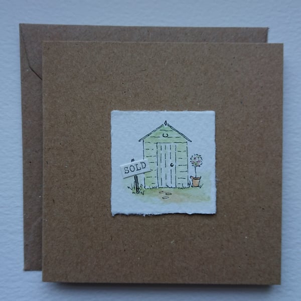 New Home card - garden shed - original artwork